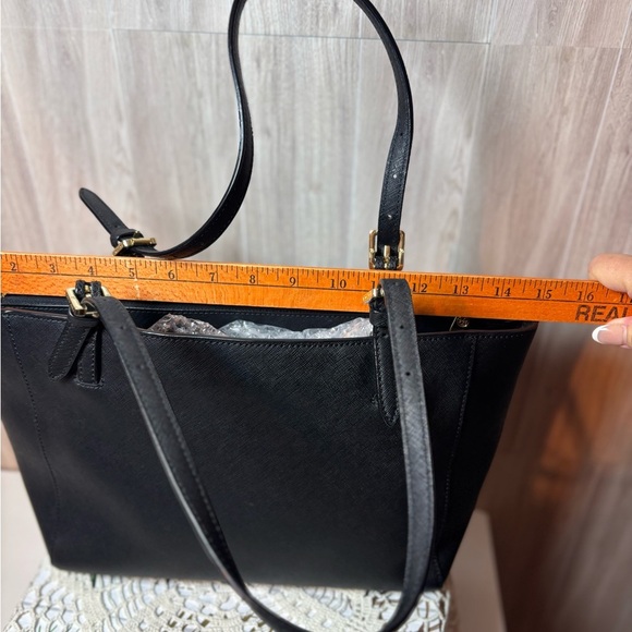 Tory Burch York Buckle Tote Bag Black Saffiano Leather with Gold Accents - Picture 8 of 13